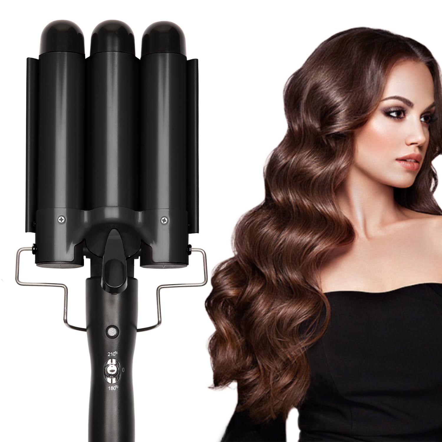 3 Barrel Curling Iron Jumbo 1.25 inch (32mm) Hair Curling Wand Crimper Instant