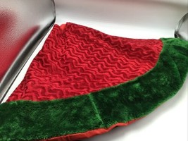 Christmas Tree Skirt Crushed Velvet Luxury Textured Plush Zigzag Red Gre... - £21.60 GBP