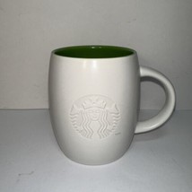 2011 Starbucks Barrel Mug C Handle Etched Mermaid Logo Green Inside - $12.95