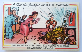The El Capitan Casino Postcard Hawthorne Nevada Linen Comic Scene Slot Machine - £7.10 GBP