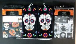 4 Halloween Items 2 Skull 15x25&quot; Hand Towels/ 2 Plastic Tablecloths 54x108&quot; Rect - £10.43 GBP