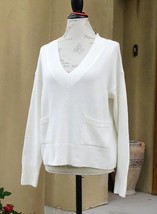 Banana Republic Long Sleeve Sweater (Cozy Pocket V-Neck Sweater), S, white, NWT - £31.13 GBP