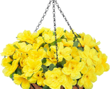 Artificial Hanging Flowers with Basket, Silk Fake Azalea Flowers in Coco... - £33.67 GBP