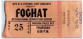 Vintage Foghat Ticket Stub Maggio 28 1978 Niagara Falls New York - £44.35 GBP