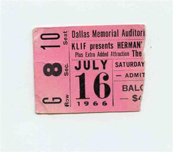 Herman&#39;s Hermits Concert Ticket Stub Dallas Memorial Auditorium July 15, 1965 - $27.72