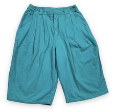 Vtg 80s Chico’s Turquoise Pleated High Waist Cotton Mountain Biker Shorts Sz 2 L - £27.24 GBP