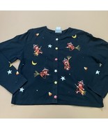 Arriviste Top Women’s XL Halloween Black Button Up Happy Witch Candy Cor... - $13.86