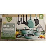 Greenlife Diamond Healthy Ceramic Extra Non-stick 13Pc Cookware Set Turq... - £78.18 GBP