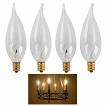 4 Pc Candelabra Light Bulbs Clear 40 Watt Lamp Chandelier 40W 120V Flame Tip - £16.77 GBP