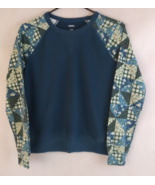 Sonoma Women&#39;s Blue Sweatshirt With Floral Patchwork Design Sleeves Size... - €11,86 EUR
