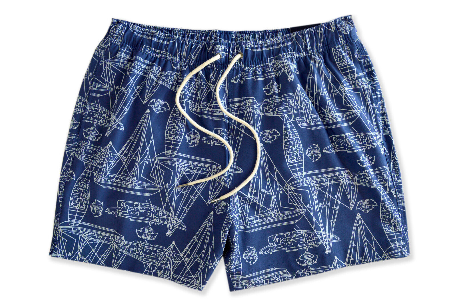 Primary image for Brooks Brothers Men's Blue Ships 5" Inseam  Swim Trunk Shorts, L Large 8171-10