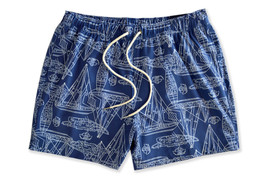 Brooks Brothers Men&#39;s Blue Ships 5&quot; Inseam  Swim Trunk Shorts, L Large 8... - $69.25