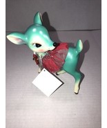 Christmas Retro Green Reindeer Deer Figurine  NEW With Tags Hobby Lobby - $16.04