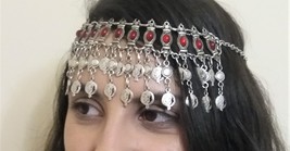 Pomegranate Forehead Crowns Silver Plated Drop, Armenian Headpieces Drop - $58.00