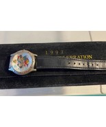 Disney 1997 Cast Holiday Celebration Mickey &amp; Minnie &amp; Snowman Wrist Watch - $17.46 CAD