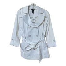 Marina Luna Womens White 3/4 Sleeve Belted Lined Jacket Size Small New - $24.74