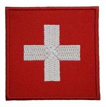 Switzerland Flag Embroidered Iron On Patch Hook &amp; Loop Support Switzerla... - $5.85+