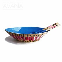 Wooden Salad Bowl with Hand Painted African lifestyle - £157.70 GBP