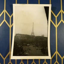 Vintage Photo Eifel Tower Paris France 1960&#39;s Cars Original One Of A Kind B&amp;W - £7.35 GBP