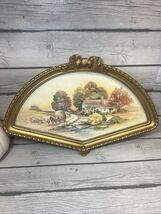 Vtg 1984 Homco Fan Shaped Frame Autumn Harvest Picture 16” Country Cotta... - $20.79