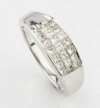 Authenticity Guarantee 
14k White Gold Princess Diamond Plaque Ring Size 7.25... - £767.78 GBP