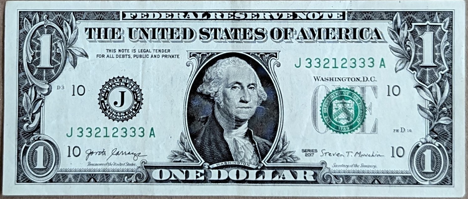 US$1 Fancy Banknote 2017 5-of-a-kind, 1 pair  Lucky 3&#39;s 3212333 - $4.95