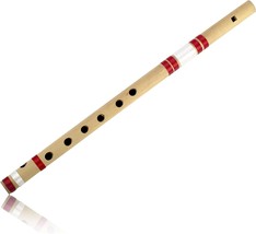 15.5 Inch Authentic Indian Wooden Bamboo Flute In &quot;A&quot; Key Fipple Woodwind - £25.82 GBP