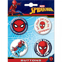 Spider-Man Web Head 4-Piece Button Set Multi-Color - £9.49 GBP