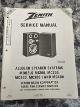 ZENITH ® HF-52 Service Manual - Allegro Speaker System Models MC100 MC200 MC300 - £11.76 GBP