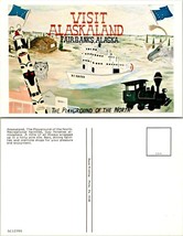 Alaska Fairbanks Alaskaland (Pioneer Park) Flag Totem Pole Vintage Postcard - £7.34 GBP