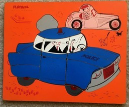 Vintage Playskool Police Car Wood Board Puzzle 360-21 18 pcs 11.5x9.5 - £4.24 GBP