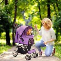 Dog Cat Small Animals Carrier Cage 4 Wheels Folding Flexible Easy to Carry - (Pu - £86.20 GBP
