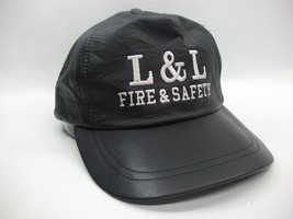 LL Fire Safety Hat Black Leather Strapback Baseball Cap - £15.68 GBP