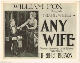 Any Wife (1922) Silent Film Title Lobby Card With Pearl White &amp; Holmes Herbert - $195.00