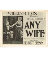ANY WIFE (1922) Silent Film Title Lobby Card with PEARL WHITE &amp; Holmes H... - £152.54 GBP