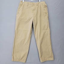 Nautica Clipper Men Pants Size 34 Tan Khaki Classic Straight Relaxed Fla... - £8.42 GBP