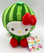 Hello Kitty Plush Toy Watermelon Fruit Suit 6 inch Sanrio Cute Gift NWT - $15.67