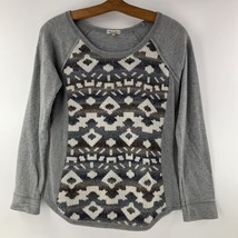 Mod o Doc Top SM Sweater Knit Front Stretch Long Sl Aztec Diamond Comfy - £18.19 GBP