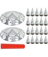 GXYWADY Front Hub Cover Set Chrome Wheel Cover with 33mm Nut Covers Spiked - $2,078.79 MXN
