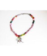 Agate Round &amp; Glass Beads Stretch Bracelet, Multi-Color, Silvertone Hors... - £0.00 GBP