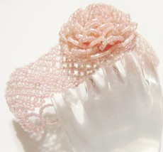 Pink Seed Bead Bracelet with Rose Center &amp; Toggle Closure - Freebie W/ P... - $0.00