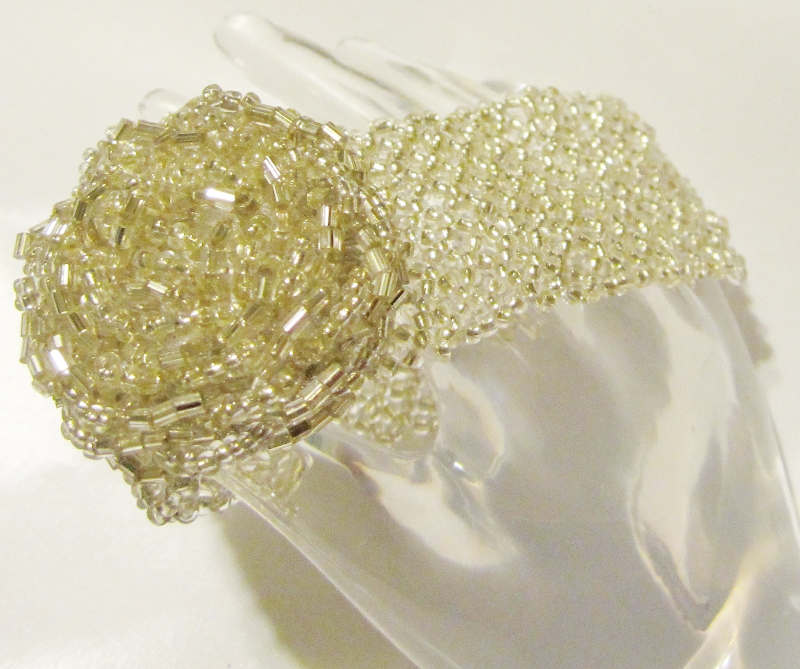 Gold Seed Bead Bracelet with Rose Center &amp; Toggle Closure - Freebie W/ P... - $0.00