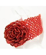 Red Seed Bead Bracelet with Rose Center and Toggle Closure - Freebie W/ ... - $0.00