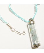 NATURAL APATITE CHIPS PENDANT &amp; 24&quot;L BLUE SILK CORD W/ LOBSTER CLAW HOOK... - $0.00