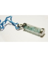BLUE AQUAMARINE CHIP PENDANT &amp; 24&quot;L BLUE SILK CORD W/ LOBSTER CLAW HOOK,... - $13.56 CAD