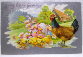 Tucks Easter Greetings Postcard Baby Chicks Hen Daisies Eggs 1912 Series... - £7.10 GBP