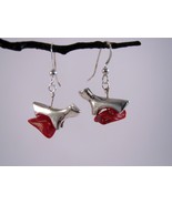 Sterling Dog Fetish and Coral Earrings RKS477 - £27.97 GBP