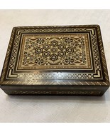 Vintage Wood Inlay Marquetry Jewellery Trinket Box - $32.66