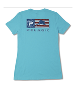 PELAGIC Women&#39;s Medium M T Shirt Americamo Icon Fishing Gear Light Blue ... - £20.11 GBP