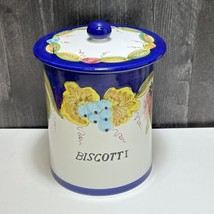 Deruta Biscotti Covered Cookie Jar Italy Grapes Blue Fruit Hand Painted - £68.62 GBP
